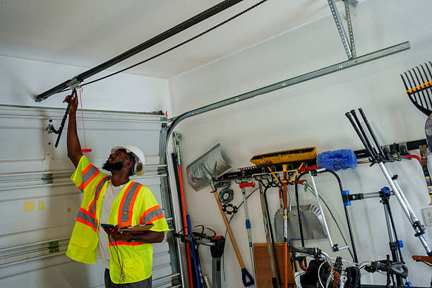Professional Garage Door Spring Repair technician working in Salamanca, NY